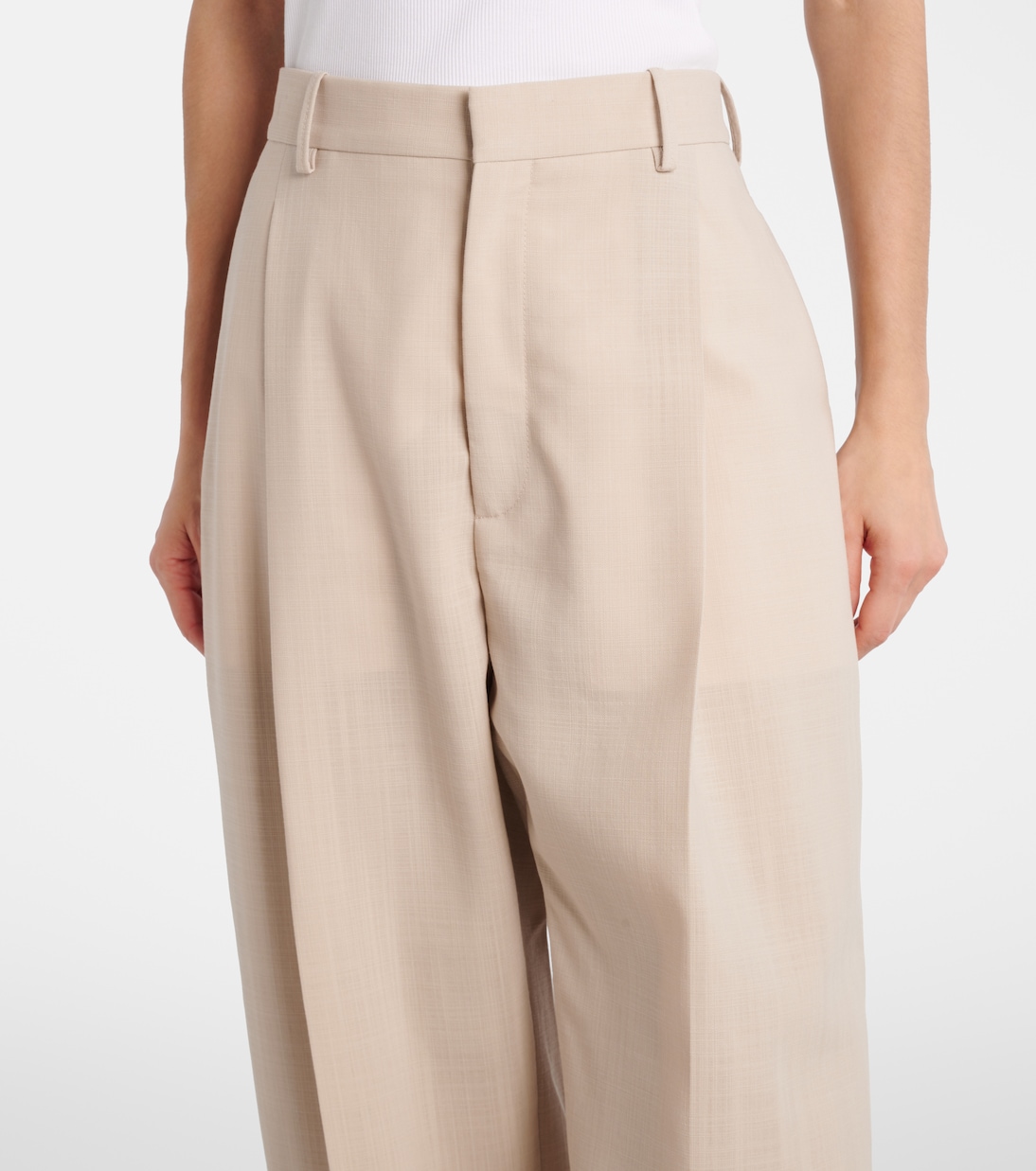 Gerade Mid-Rise-Hose aus Wolle | Wardrobe.NYC