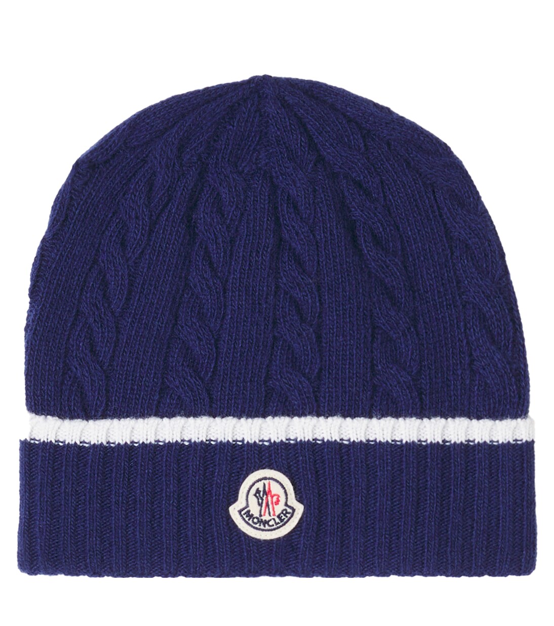 Cable-knit logo virgin wool beanie | Moncler Enfant