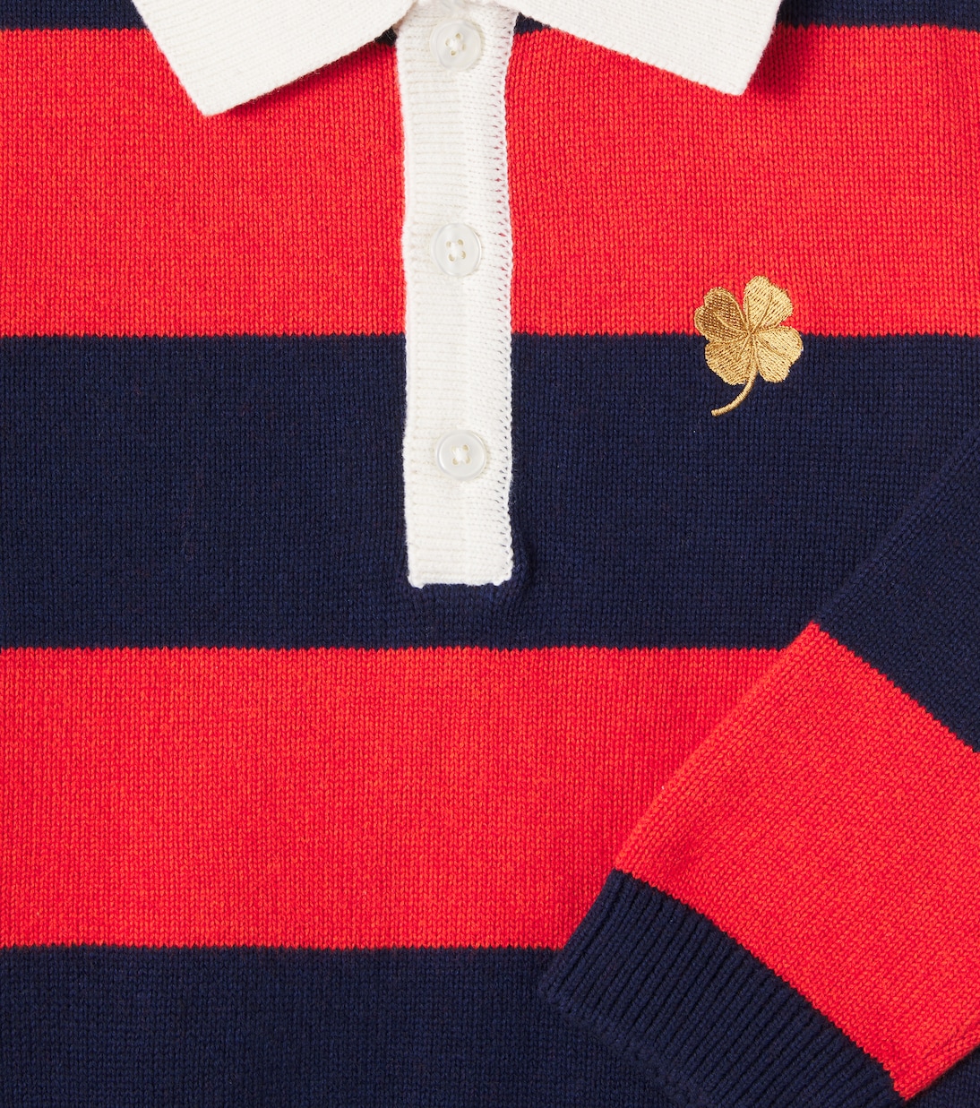 Striped cotton and wool polo sweater | Mini Rodini