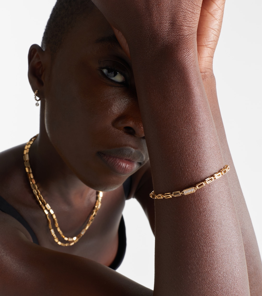 Block-Chain 18kt gold bracelet with diamonds | Suzanne Kalan