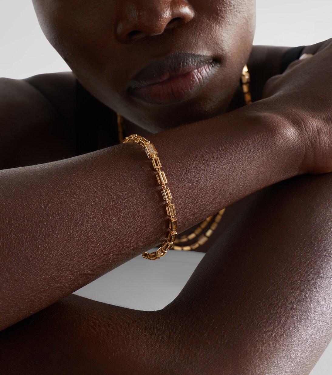 Block-Chain 18kt gold bracelet with diamonds | Suzanne Kalan