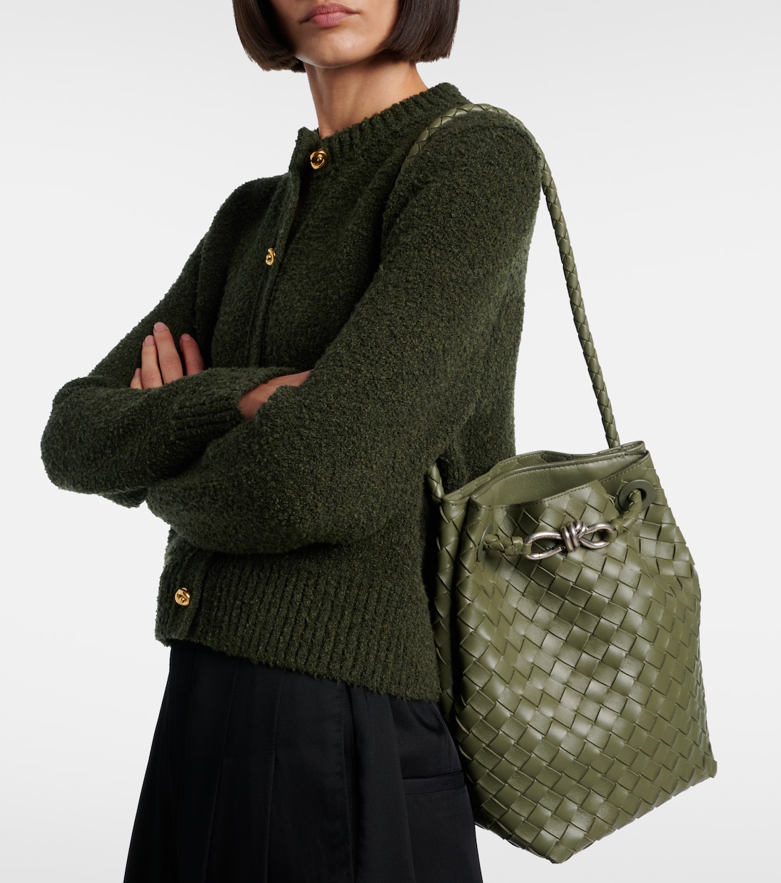 Sac seau Andiamo Small en cuir Intrecciato | Bottega Veneta