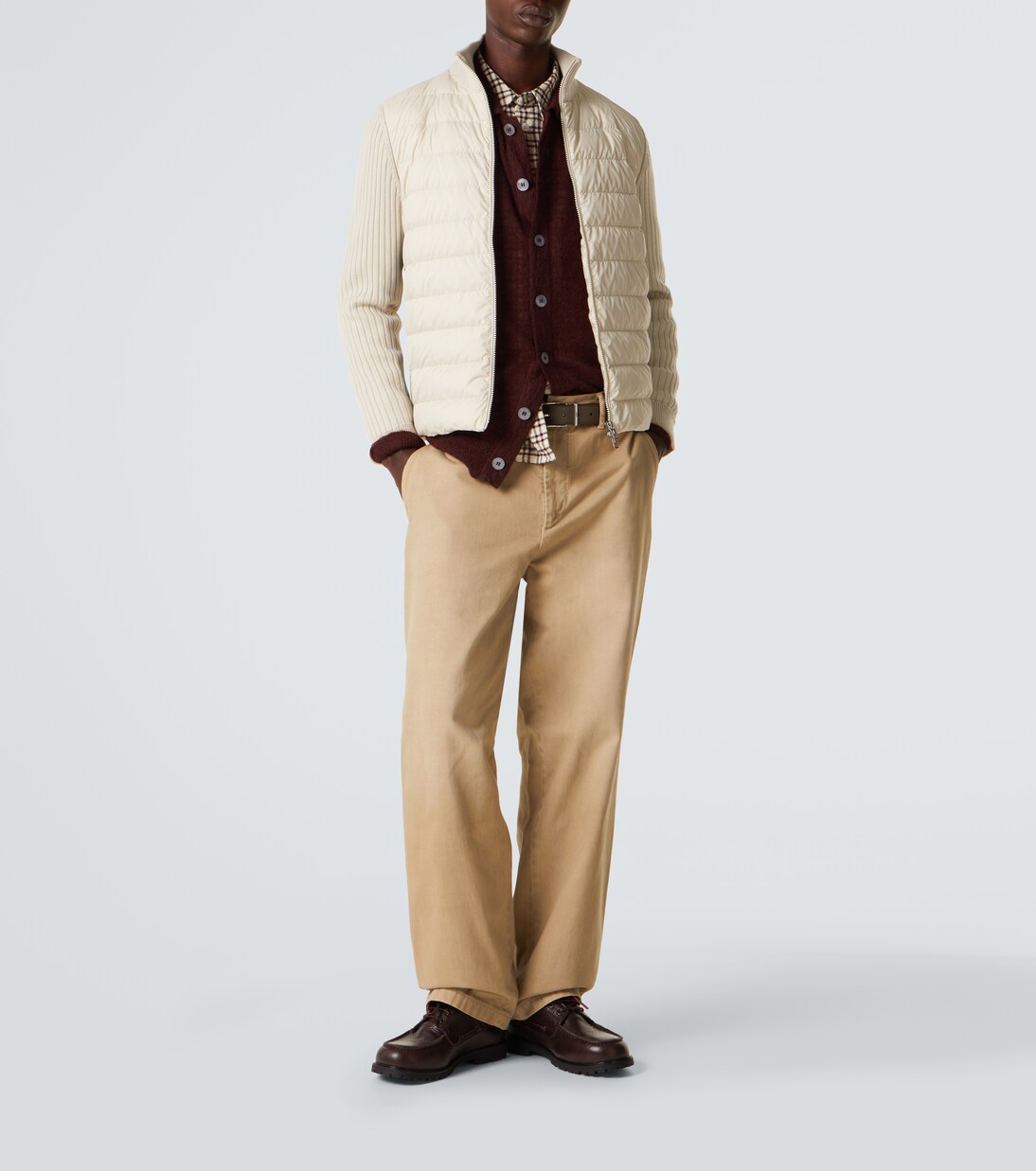 Down-paneled wool-trimmed zip-up cardigan | Moncler