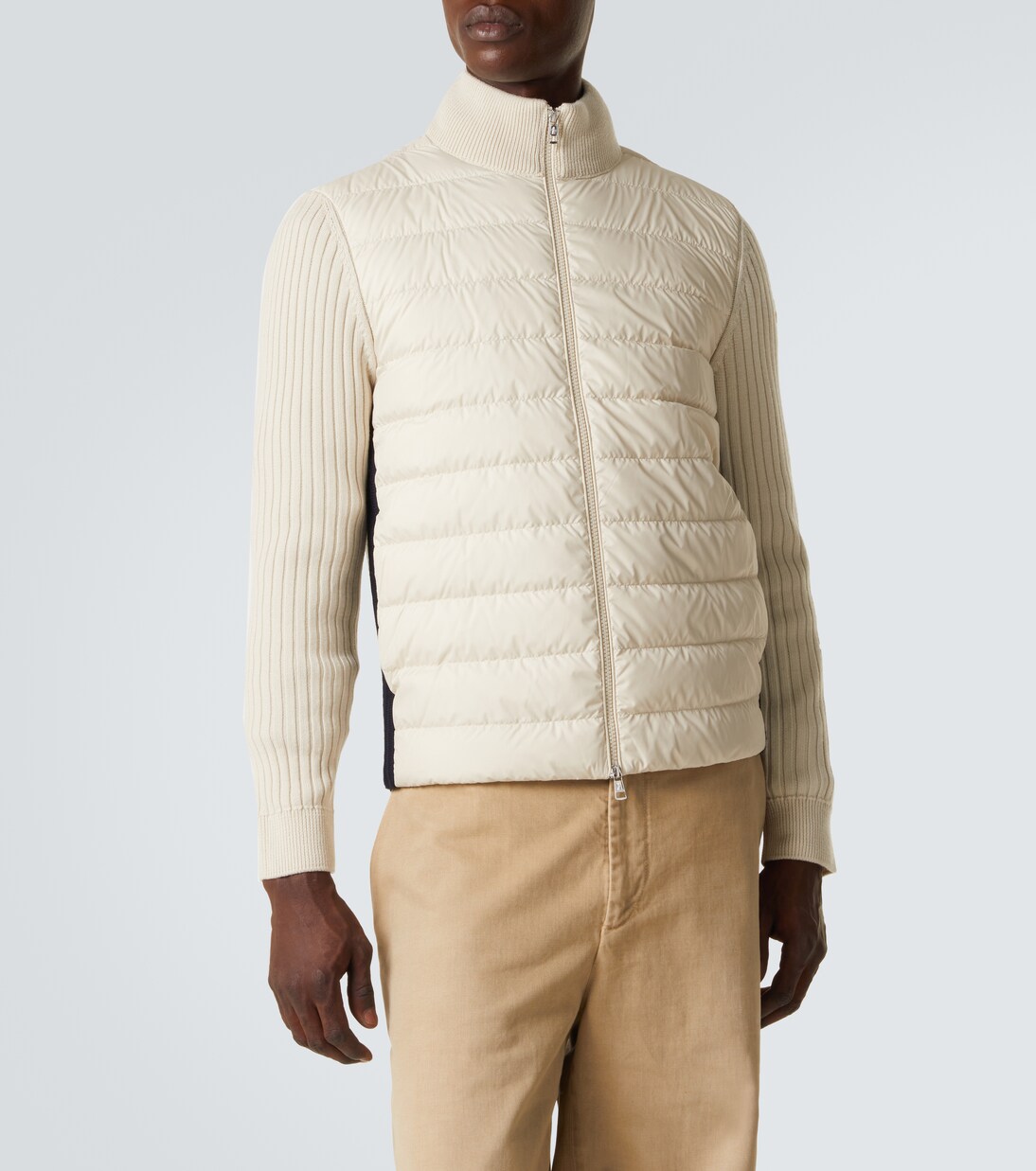 Down-paneled wool-trimmed zip-up cardigan | Moncler