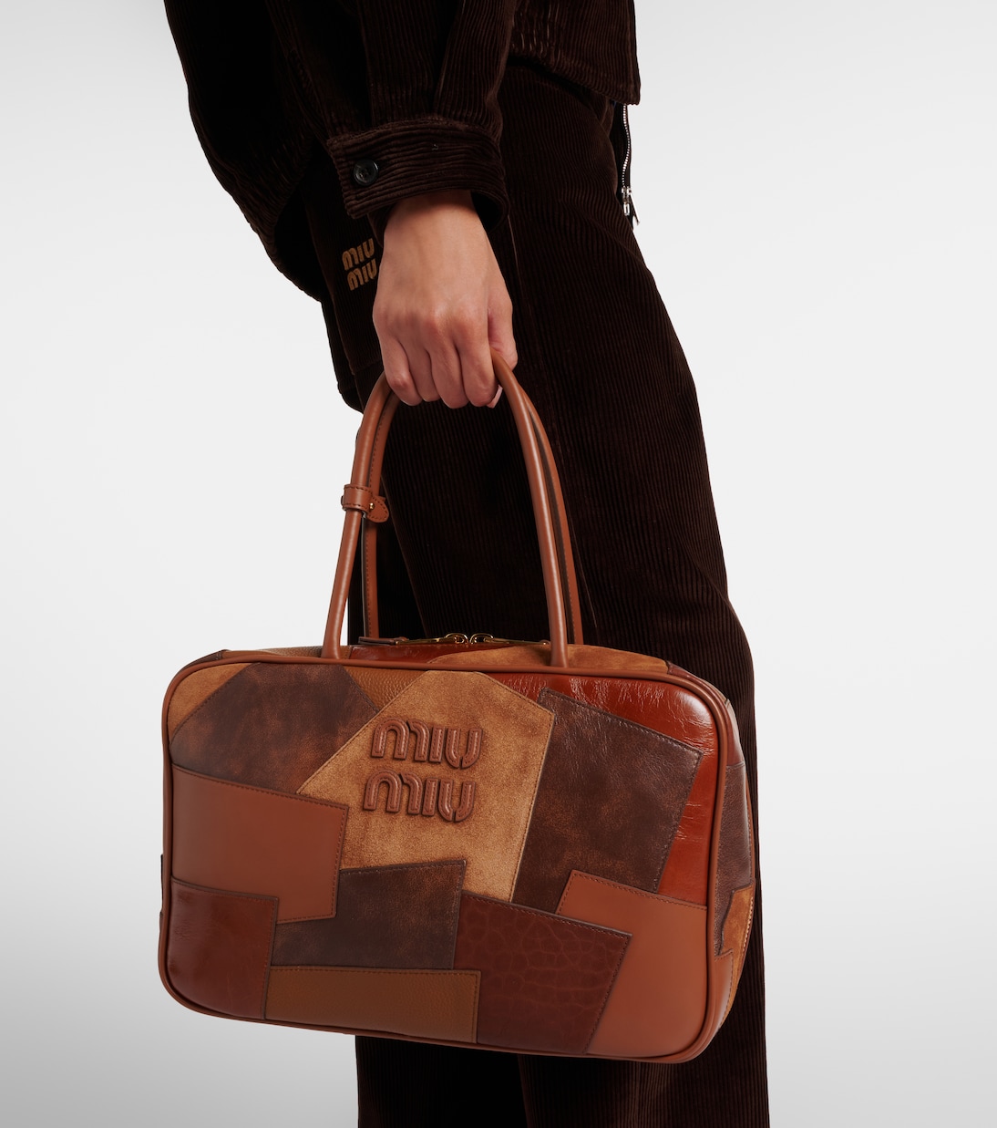 Tote Bag aus Leder mit Veloursleder | Miu Miu