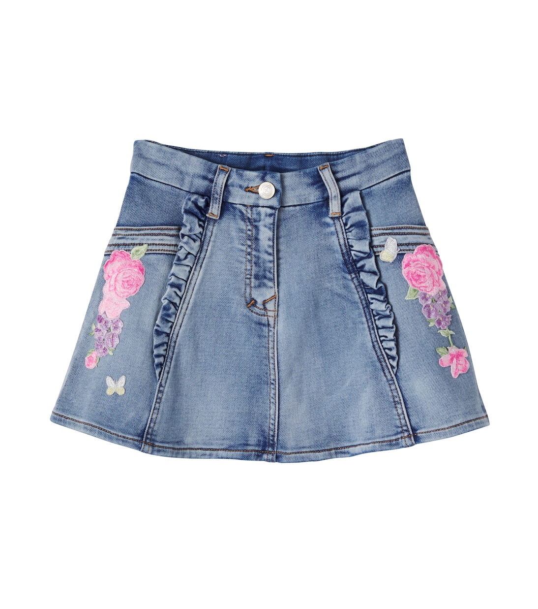 Embroidered denim skirt | Monnalisa