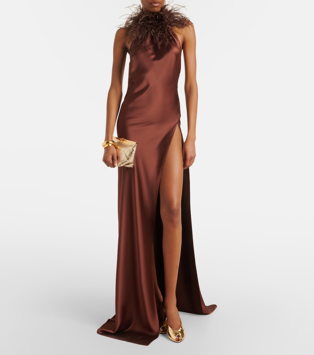 Jazzy embellished feather-trimmed gown | The New Arrivals Ilkyaz Ozel