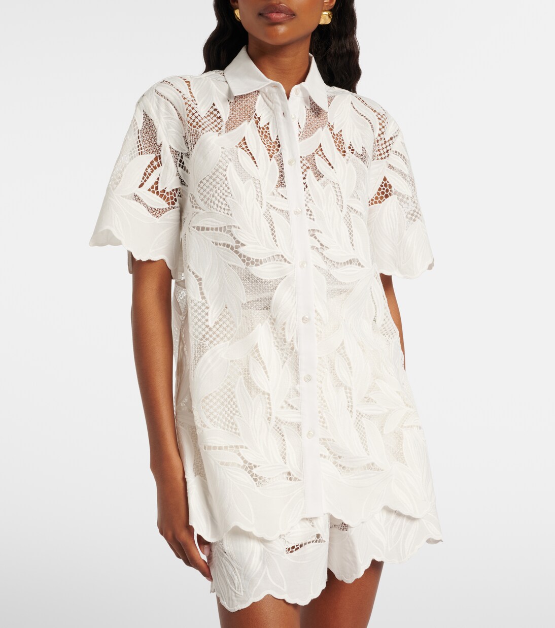 Besticktes Hemd aus Mesh | Erdem