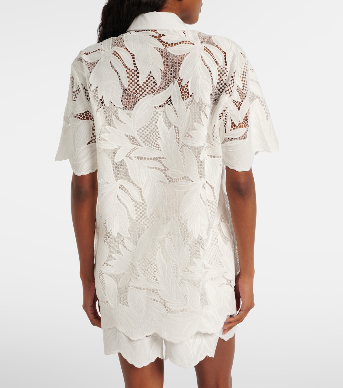Besticktes Hemd aus Mesh | Erdem