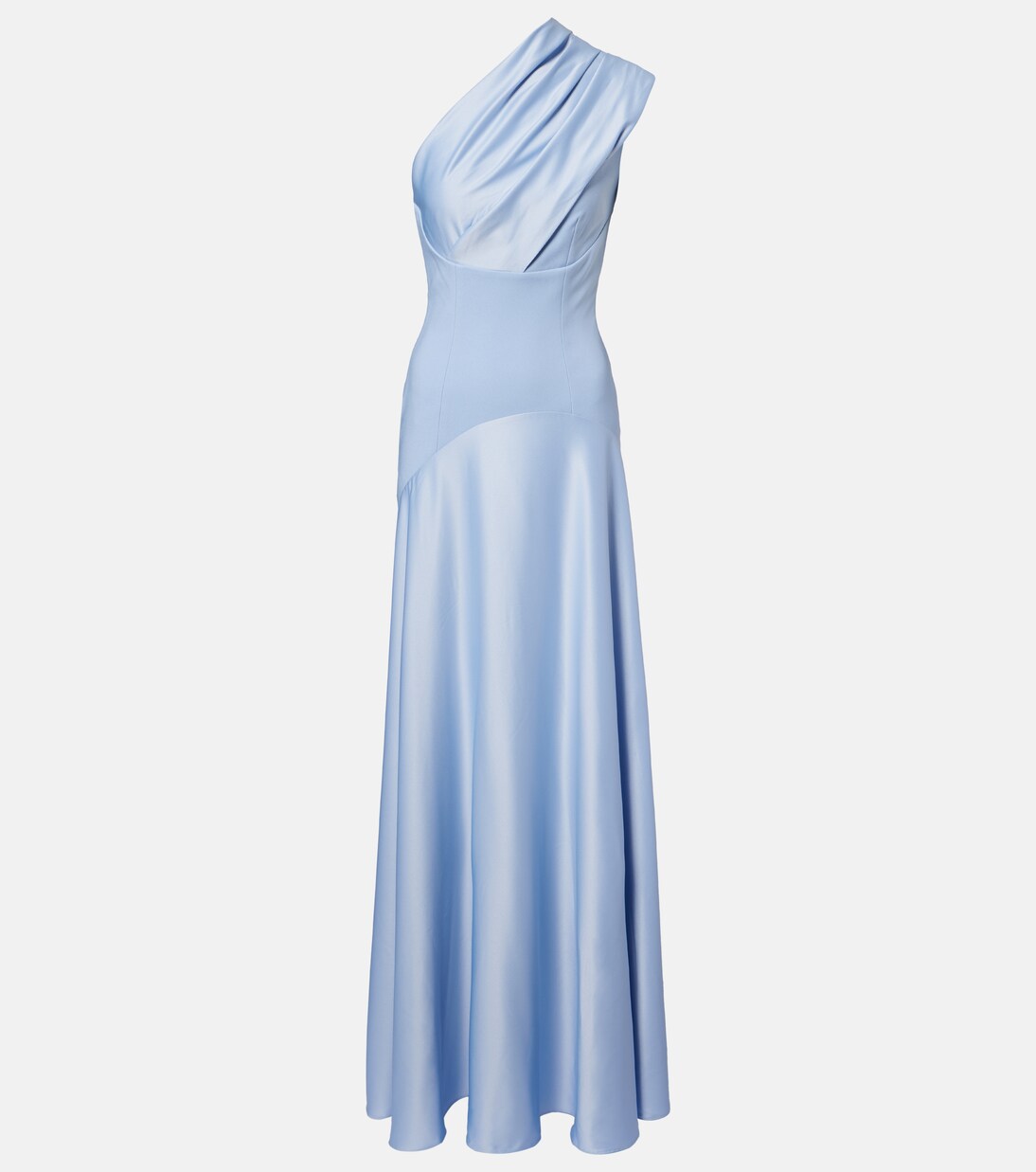 Robe asymétrique Gabriela en crêpe et satin | Solace London
