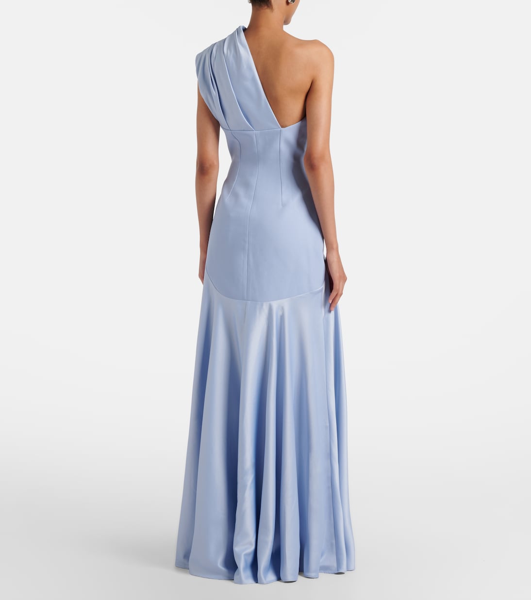 Robe asymétrique Gabriela en crêpe et satin | Solace London