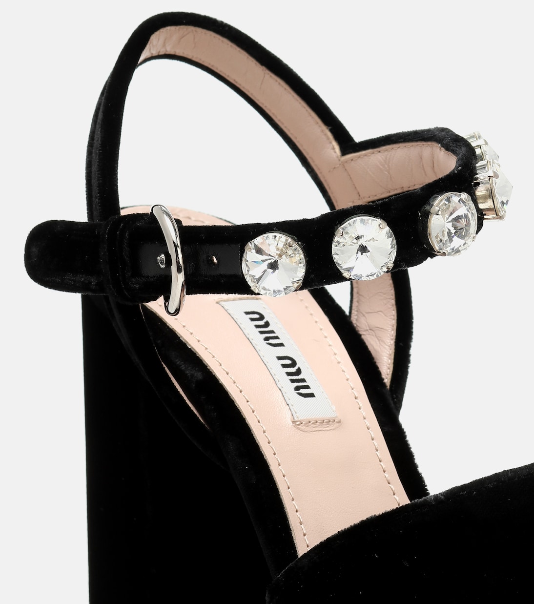 Verzierte Plateausandalen aus Samt | Miu Miu