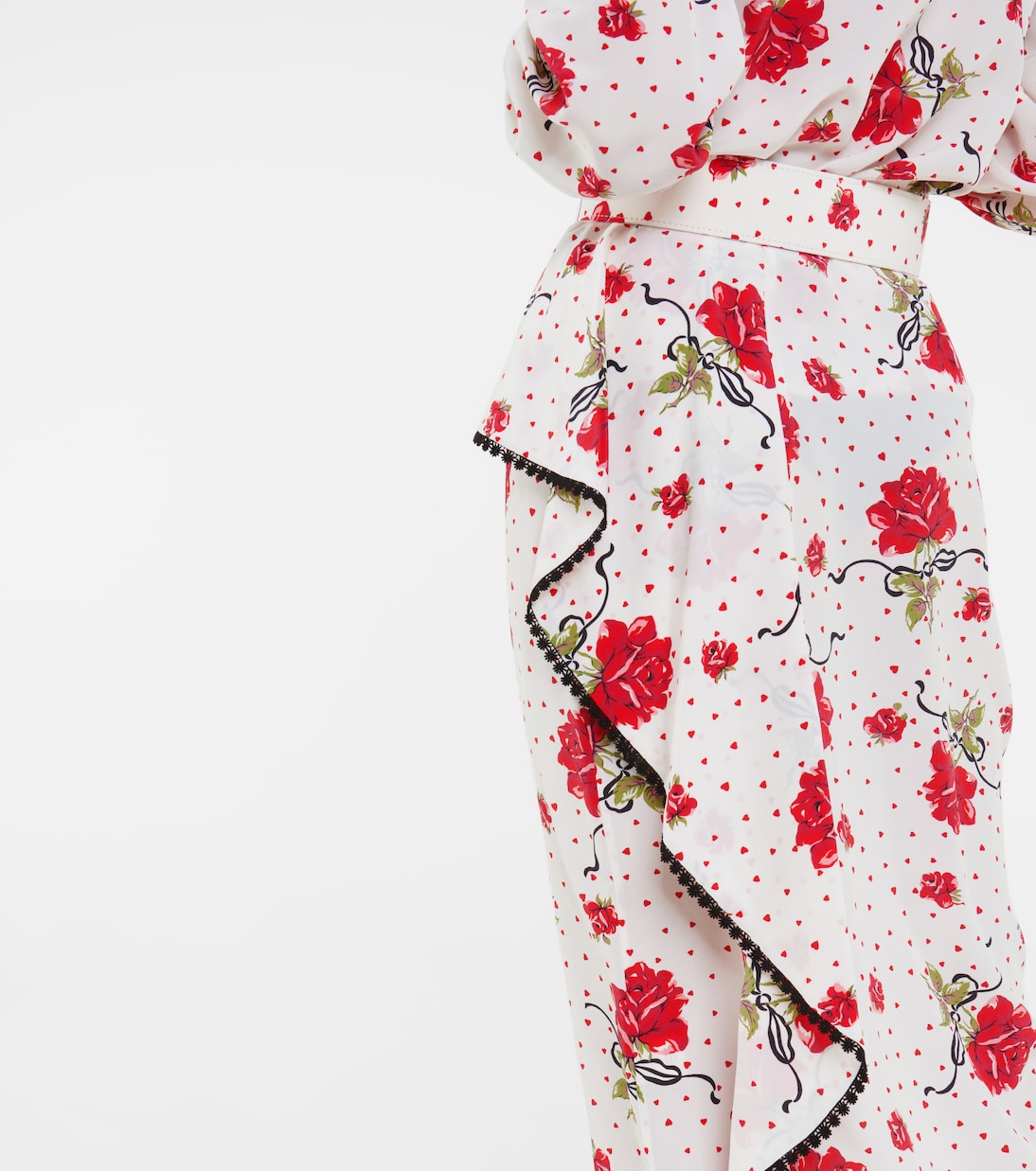 High-rise floral silk crêpe midi skirt | Rodarte