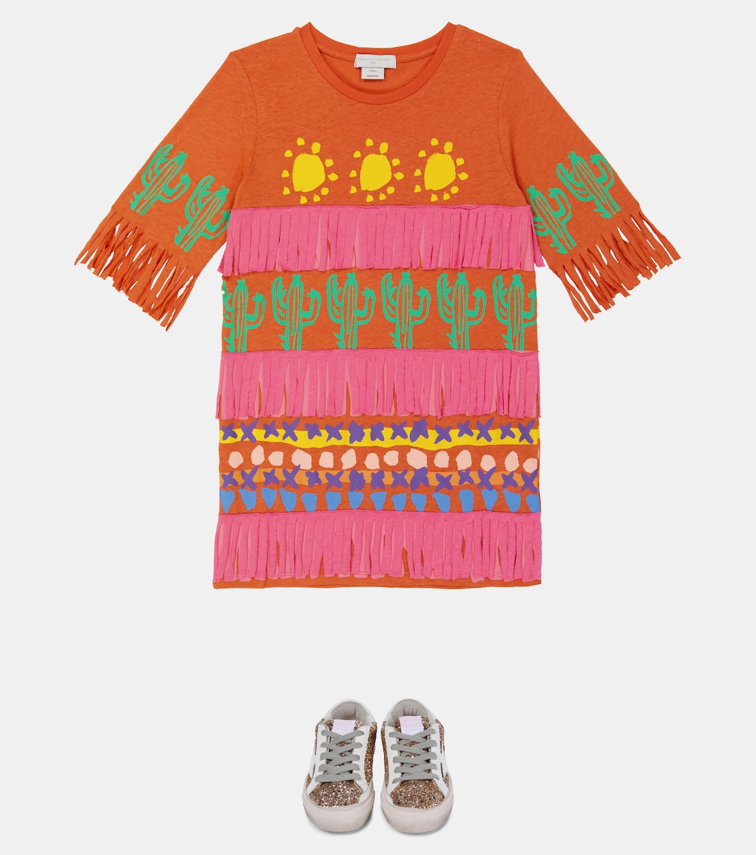 Robe en coton et lin à franges | Stella McCartney Kids