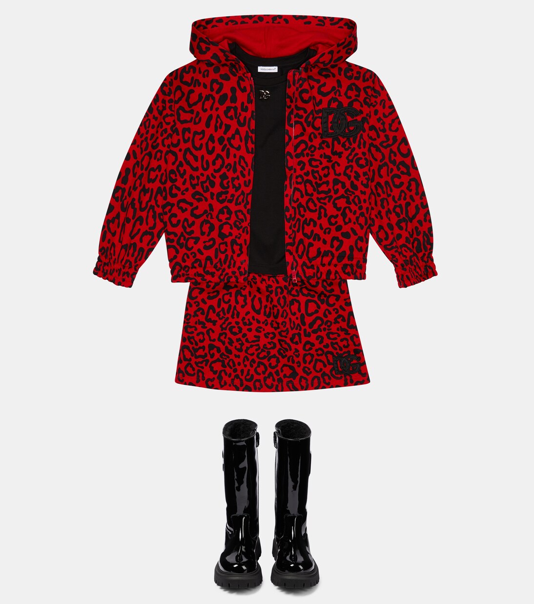Leopard-print cotton jersey skirt | Dolce&Gabbana Kids