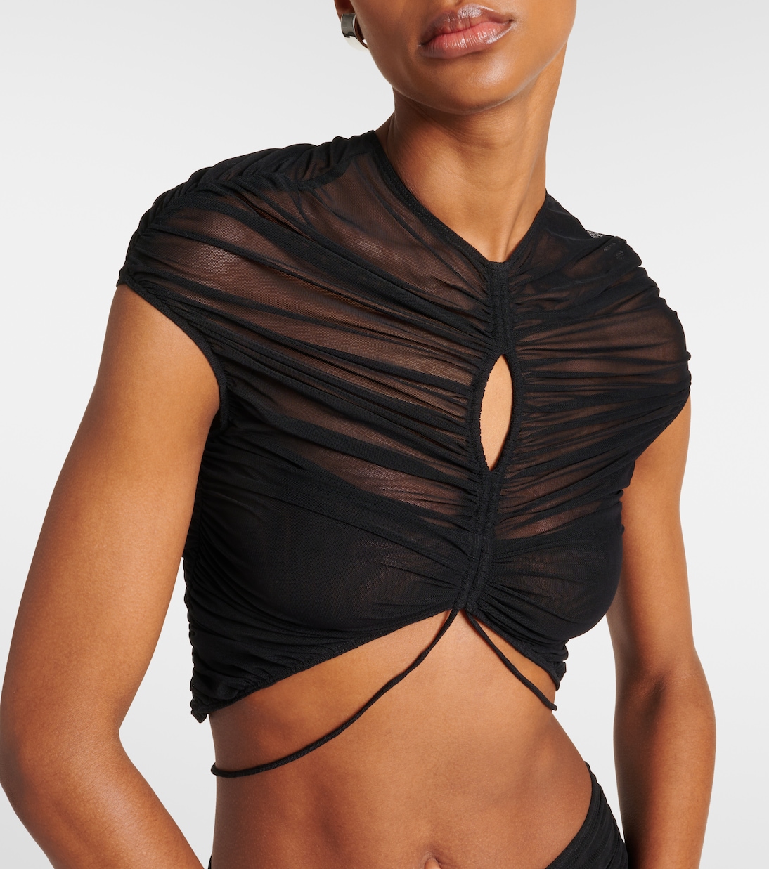 Cropped-Top aus Mesh | Mugler