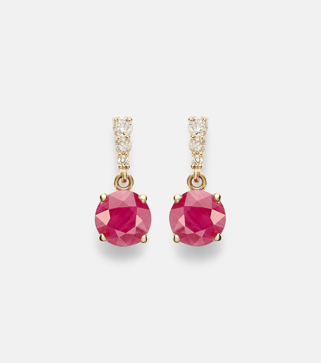 Boucles d'oreilles en or 14 ct, rubis et diamants | Stone and Strand