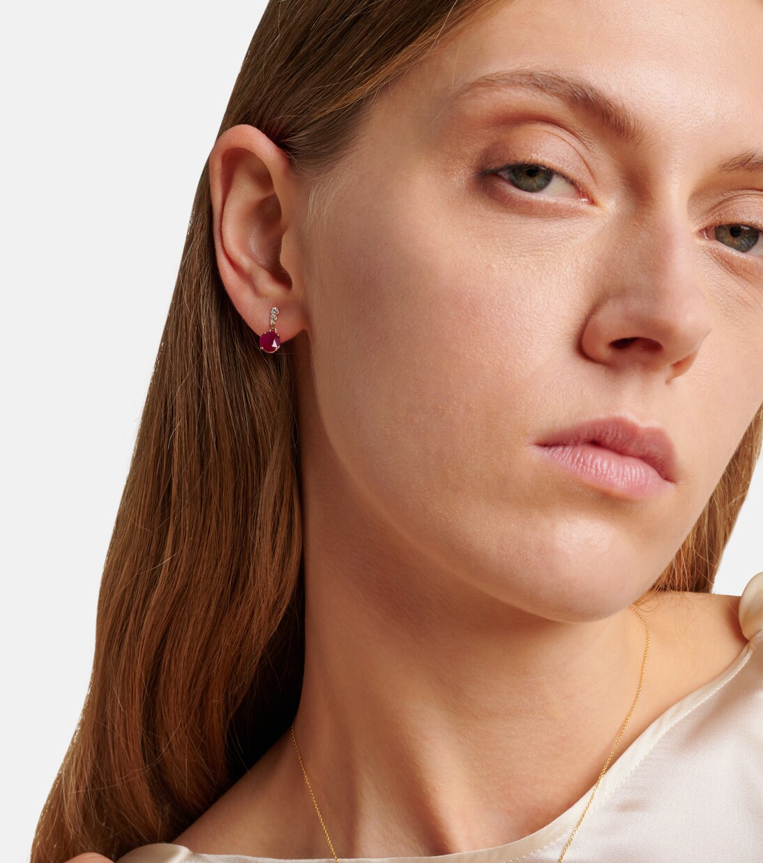 Boucles d'oreilles en or 14 ct, rubis et diamants | Stone and Strand