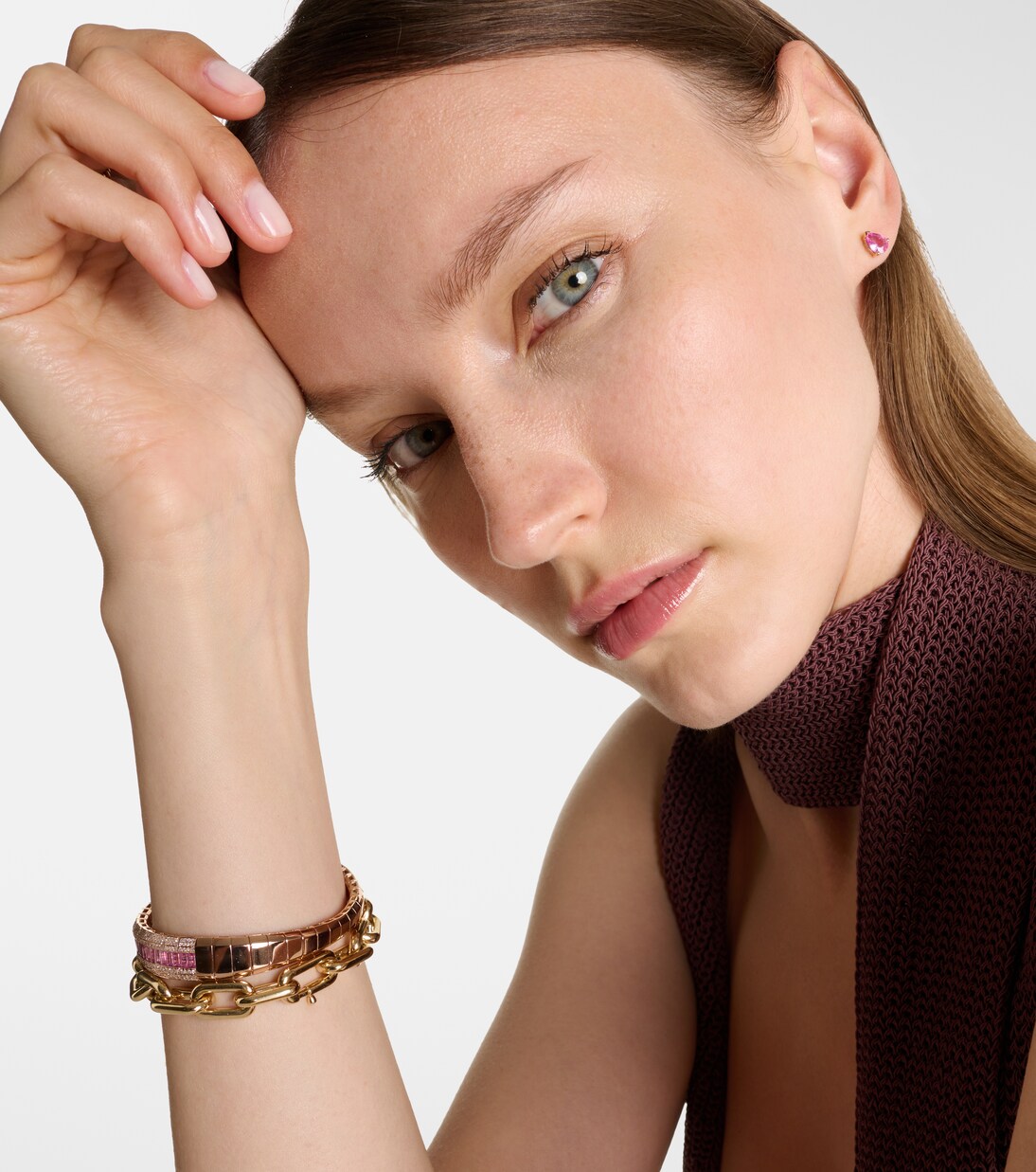 18kt rose gold earrings with sapphire and diamonds | Shay Jewelry