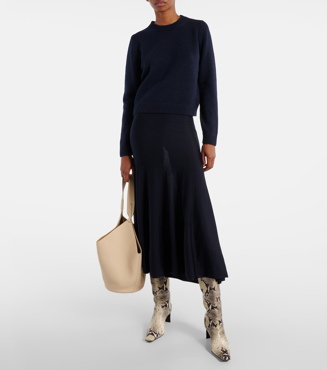 Ona 55 snake-effect leather knee-high boots | Khaite