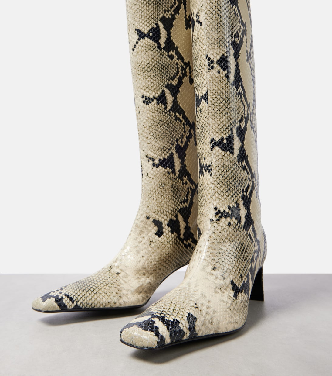 Ona 55 snake-effect leather knee-high boots | Khaite