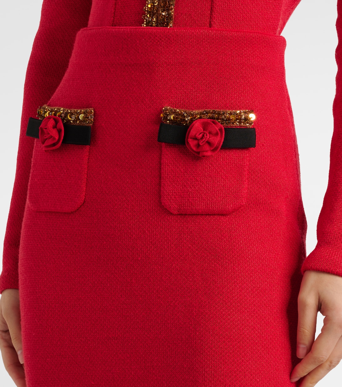 Midirock aus Strick mit Pailletten | Self-Portrait