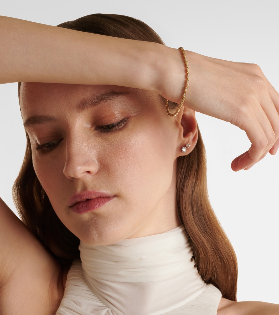 Block-Chain Mini 18kt gold bracelet with diamonds | Suzanne Kalan