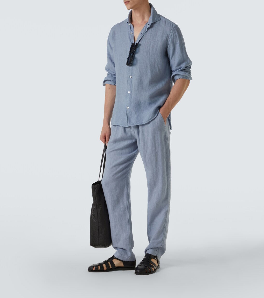 Linen straight pants | Thom Sweeney