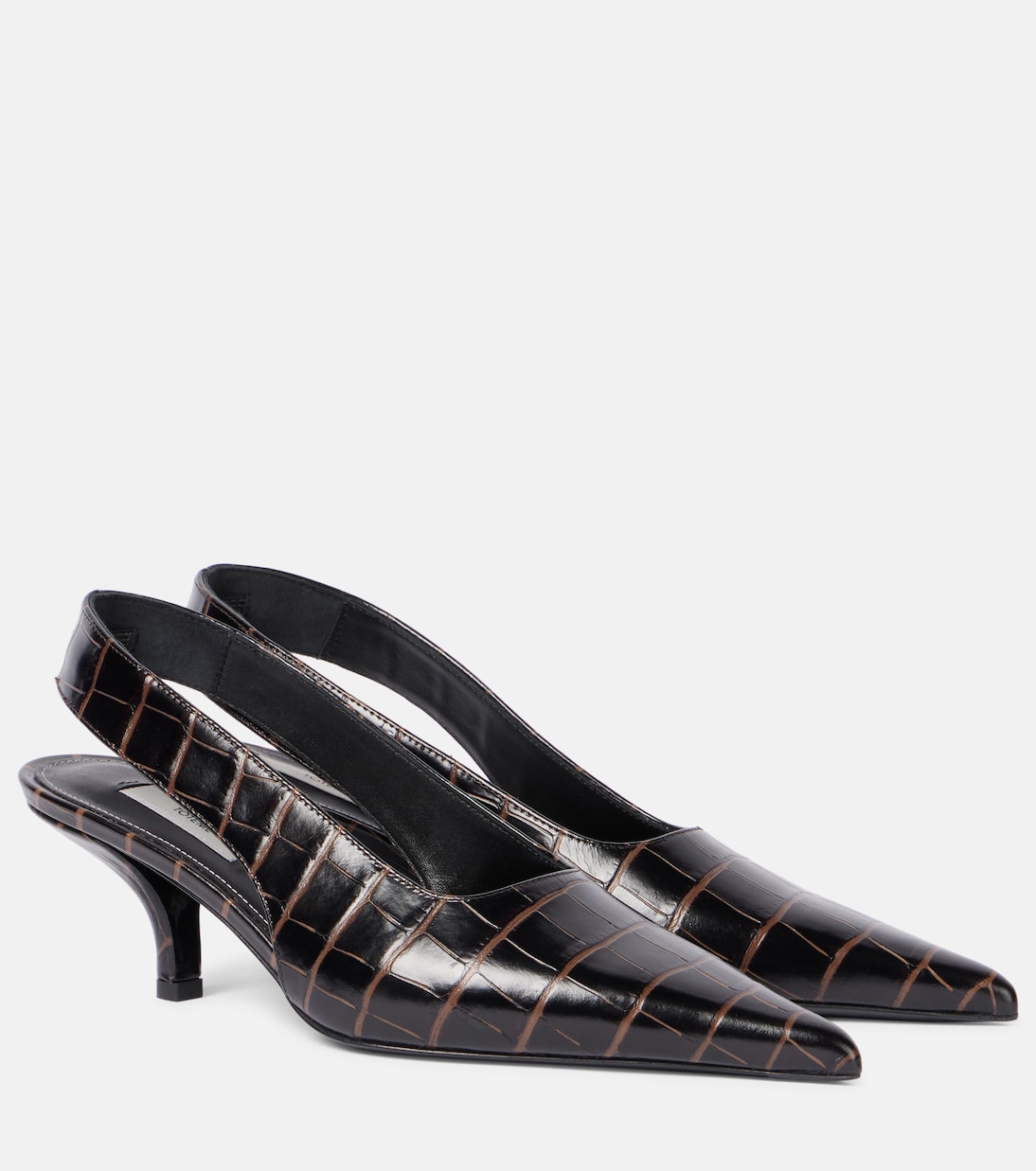 Croc-effect leather slingback pumps | Toteme