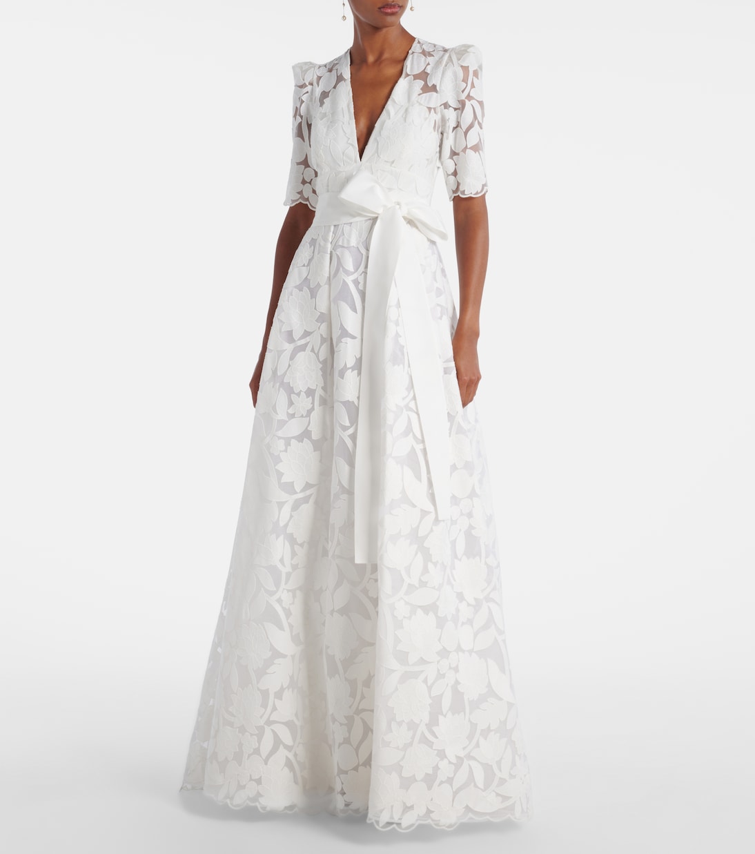 Robe longue brodée à fleurs | Elie Saab