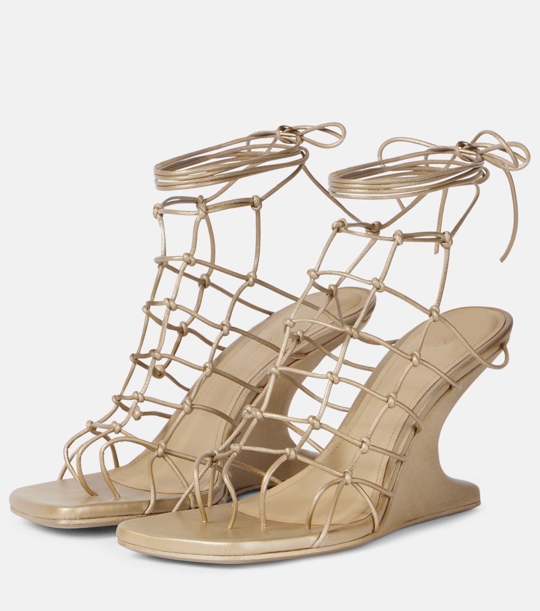 Web Cantilever woven leather wedges | Rick Owens