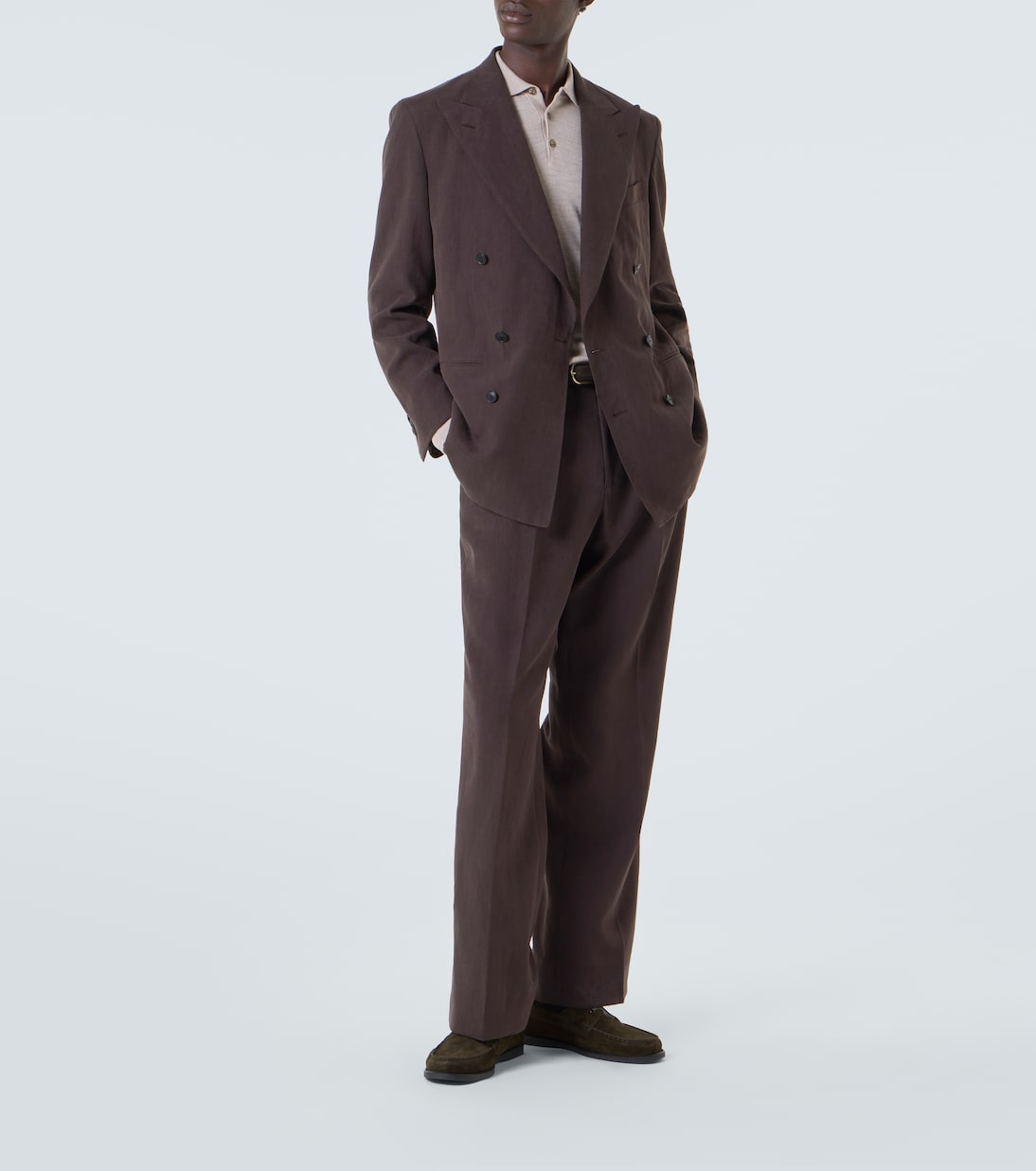 Double-breasted linen canvas blazer | Saman Amel