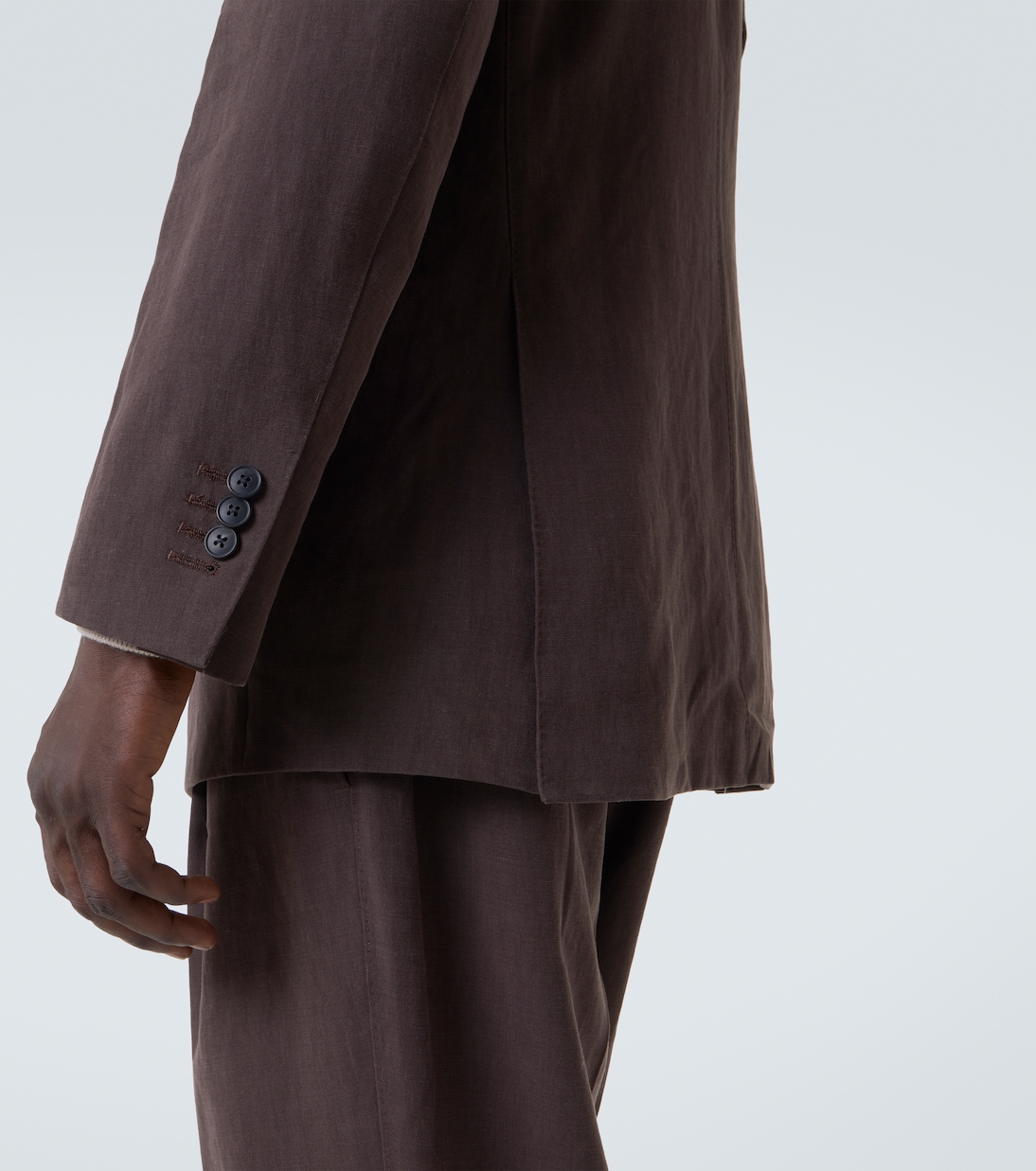 Double-breasted linen canvas blazer | Saman Amel