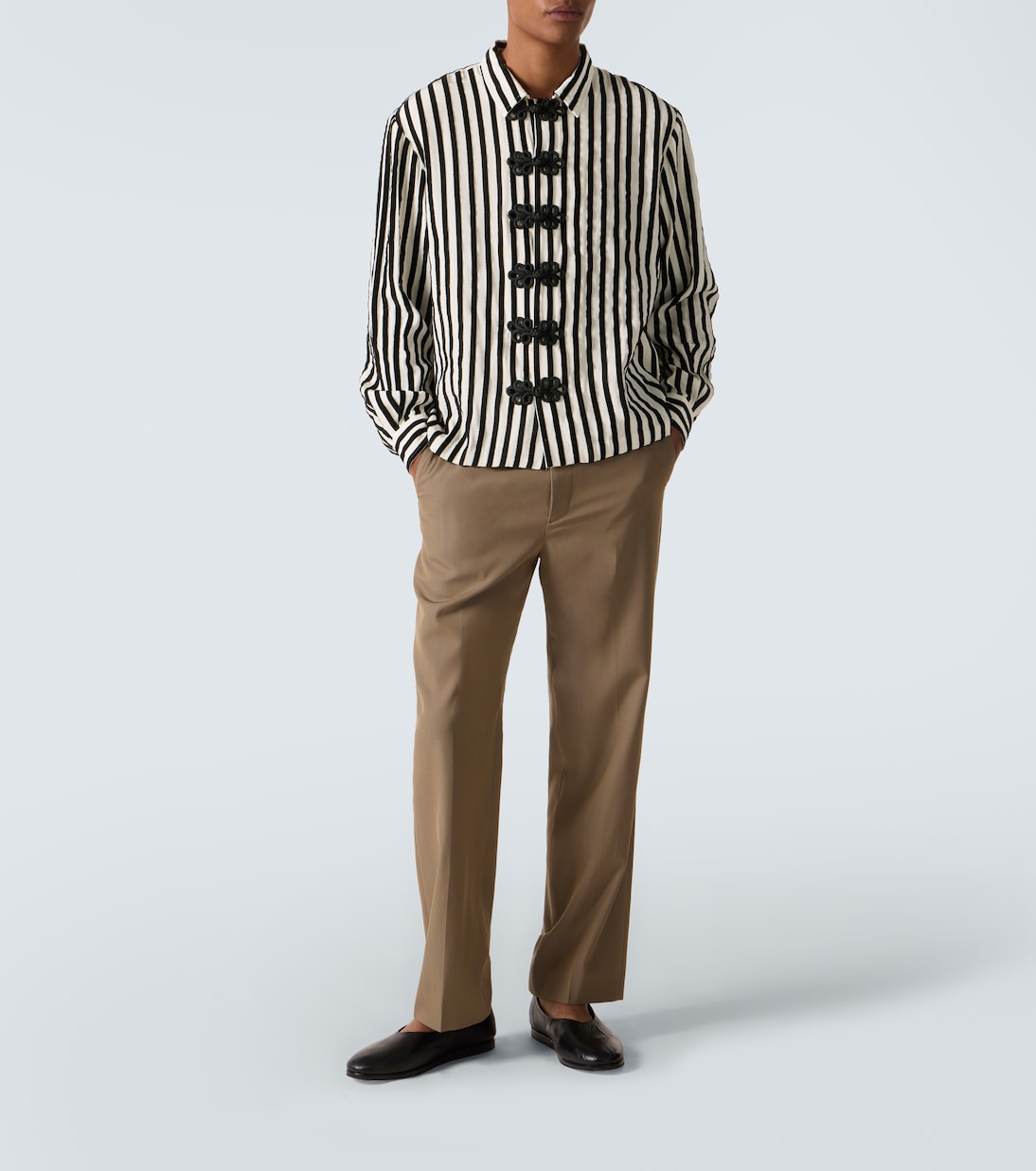 Striped velvet-trimmed silk shirt | Bode