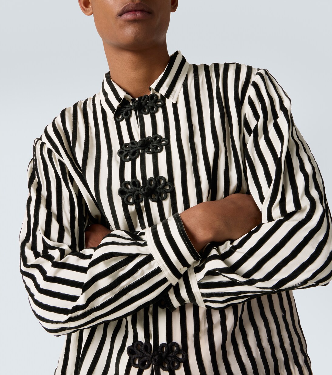 Striped velvet-trimmed silk shirt | Bode