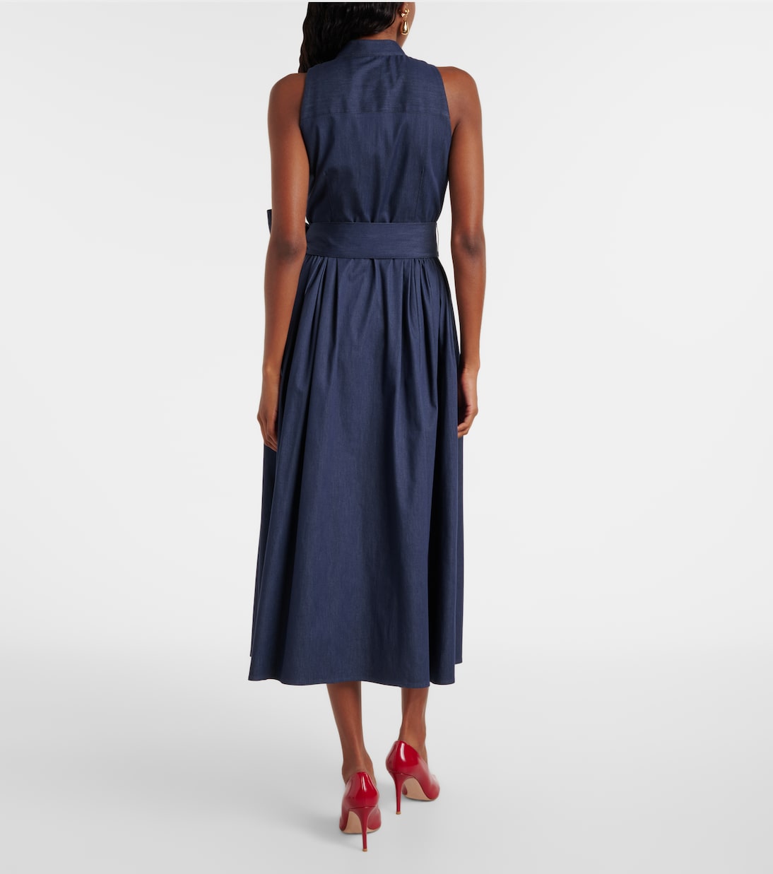 Abito midi in misto cotone arricciato | Carolina Herrera