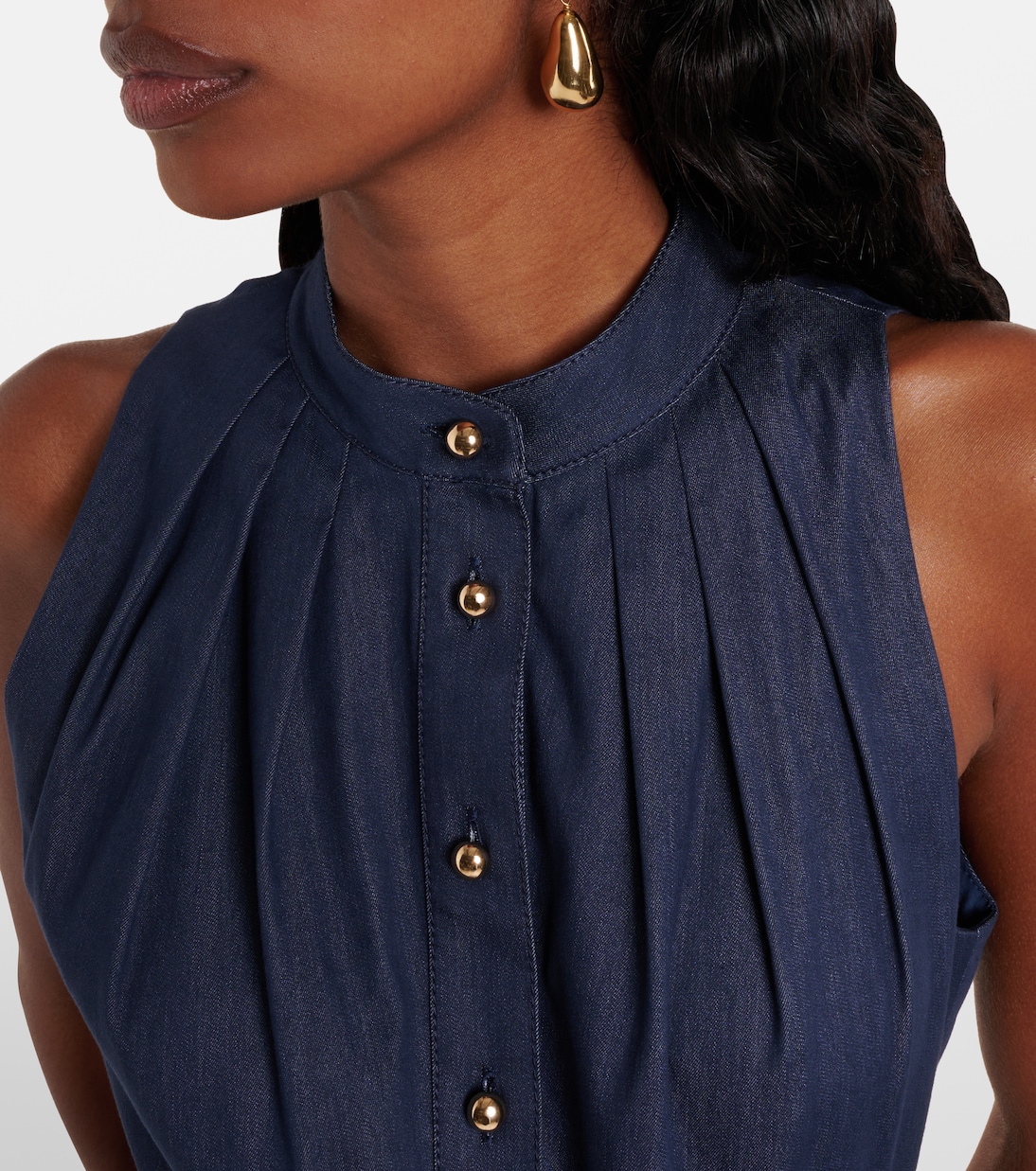 Abito midi in misto cotone arricciato | Carolina Herrera