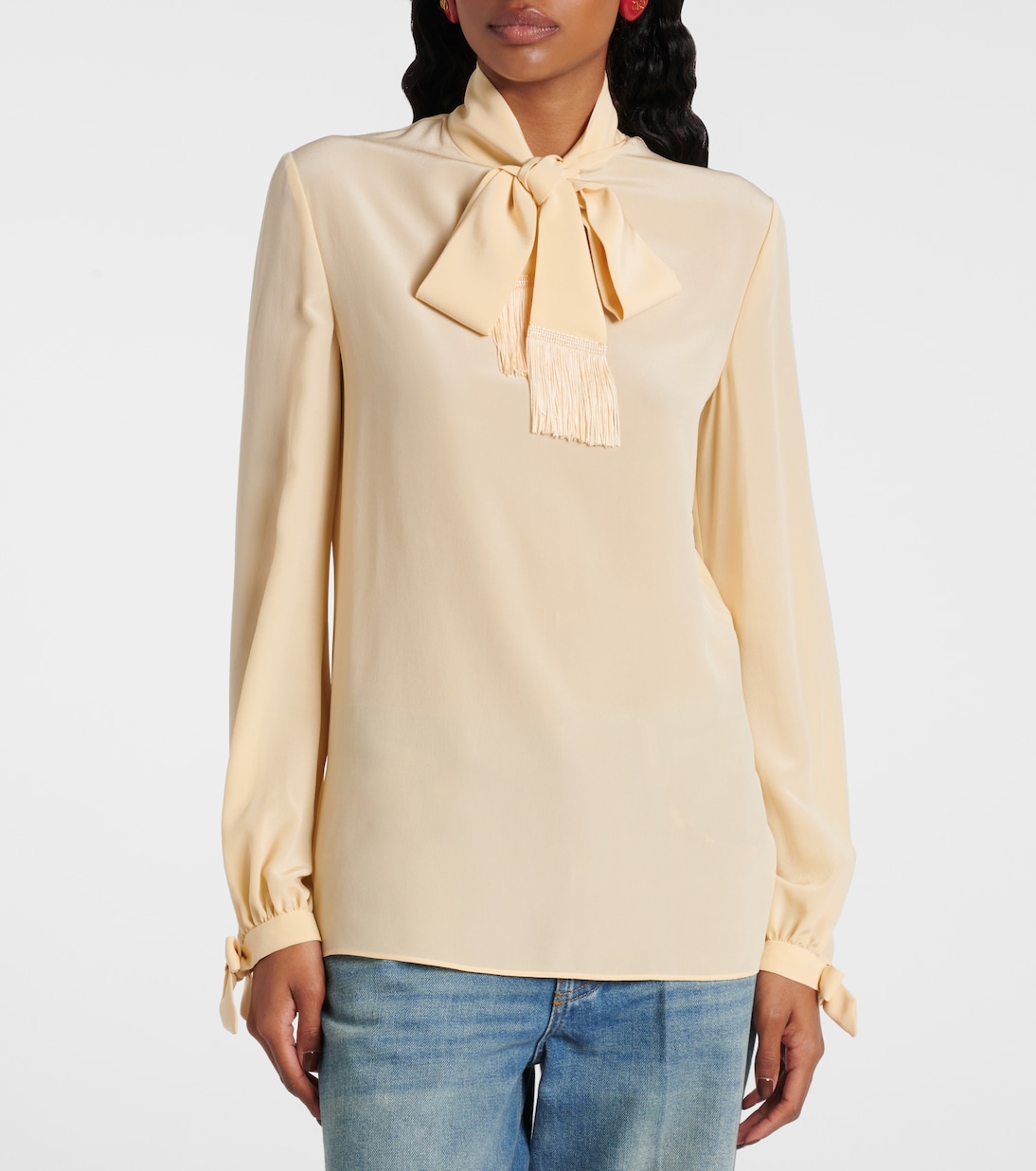 Blusa de crepé de seda con lazo | Valentino