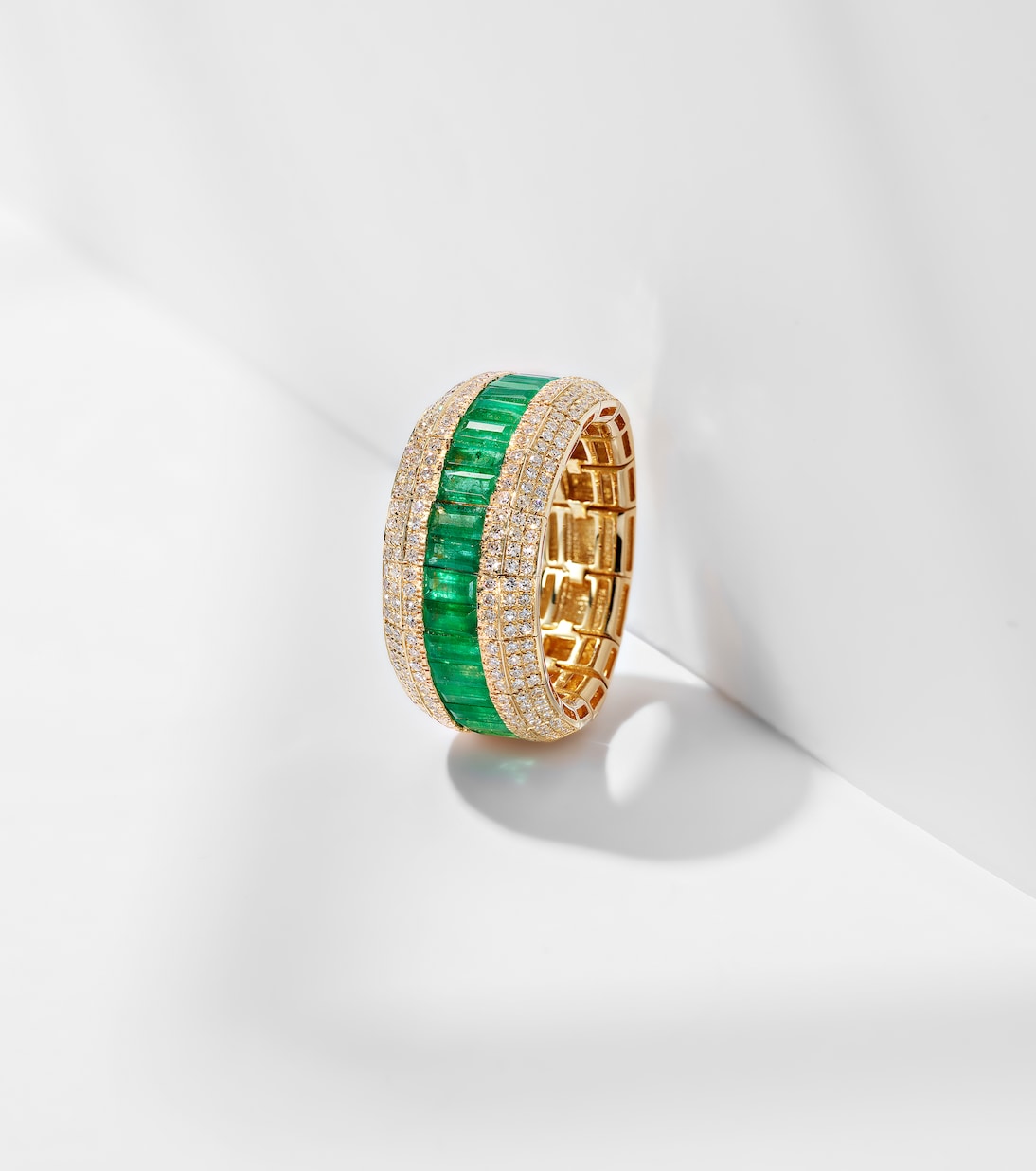 Bague en or 18 ct à émeraudes et diamants | Shay Jewelry