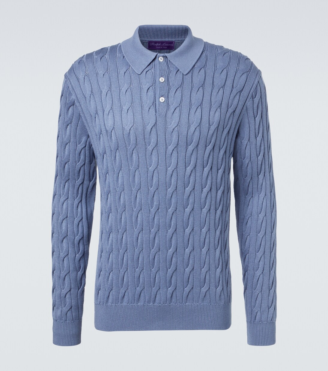 Cable-knit cotton and silk polo sweater | Ralph Lauren Purple Label