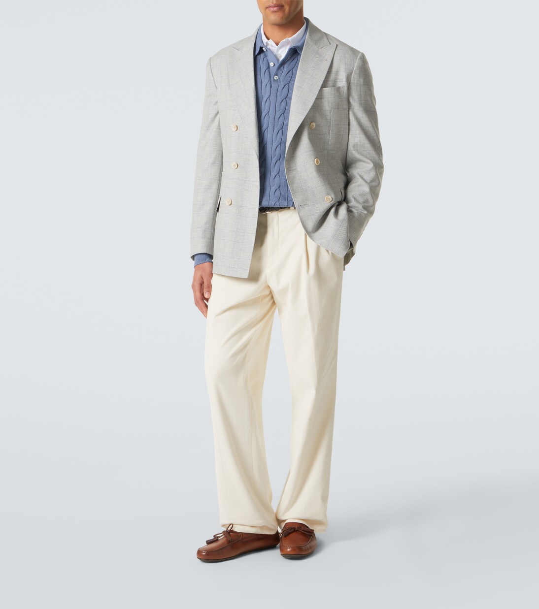 Cable-knit cotton and silk polo sweater | Ralph Lauren Purple Label