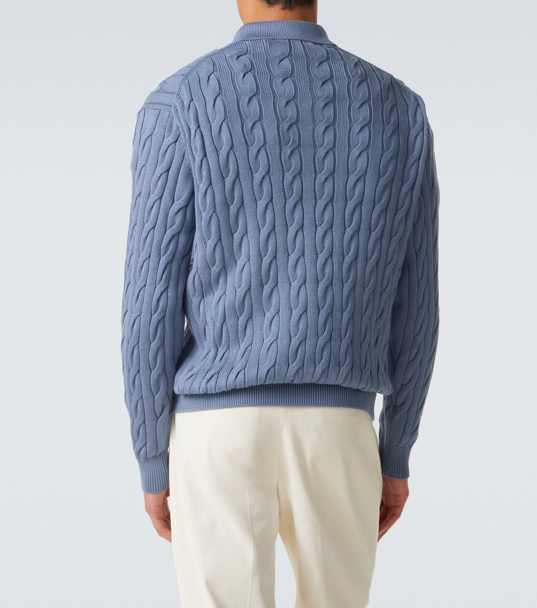 Cable-knit cotton and silk polo sweater | Ralph Lauren Purple Label