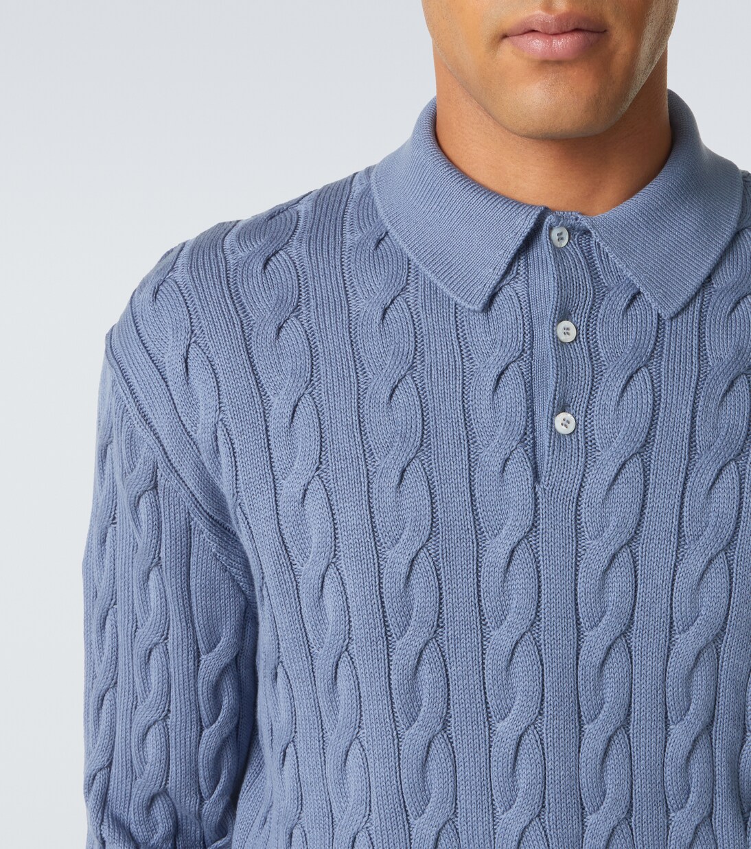 Cable-knit cotton and silk polo sweater | Ralph Lauren Purple Label