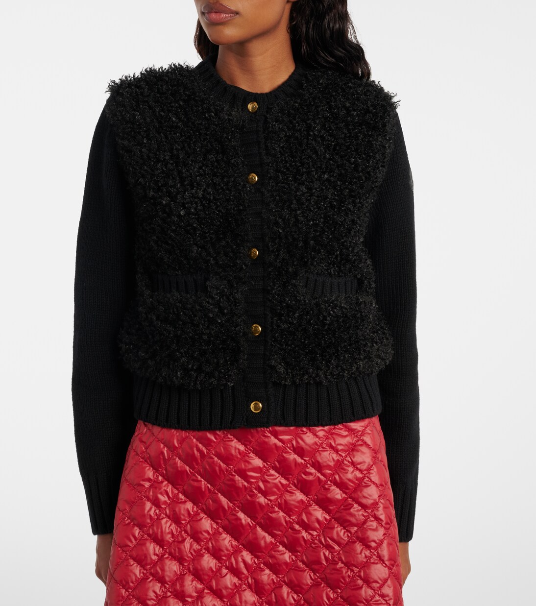 Down-paneled wool and teddy cardigan | Moncler