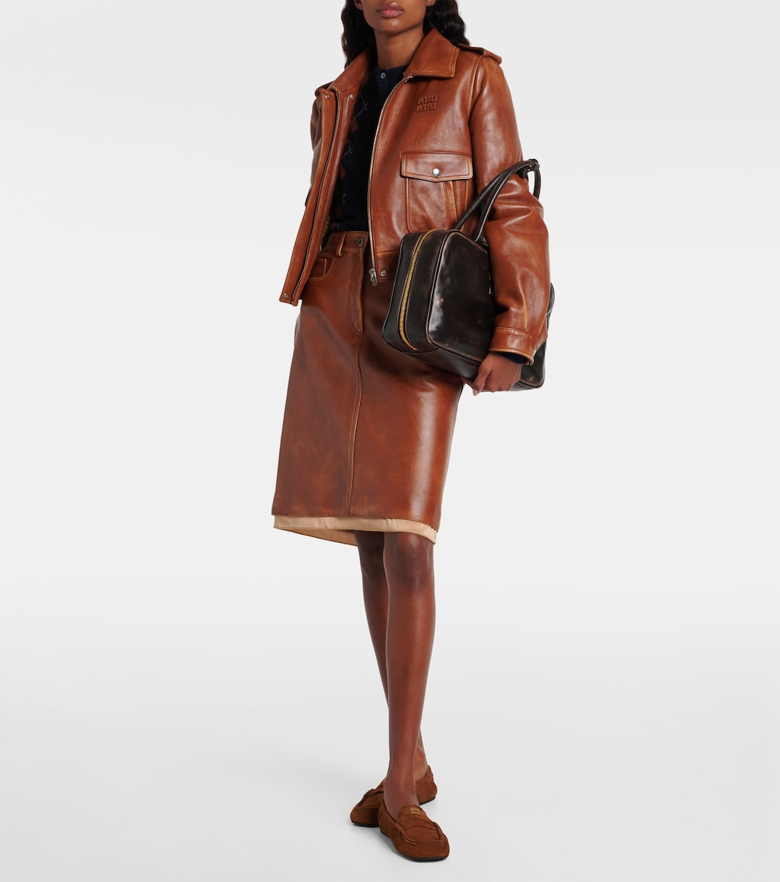 Beau leather tote bag | Miu Miu