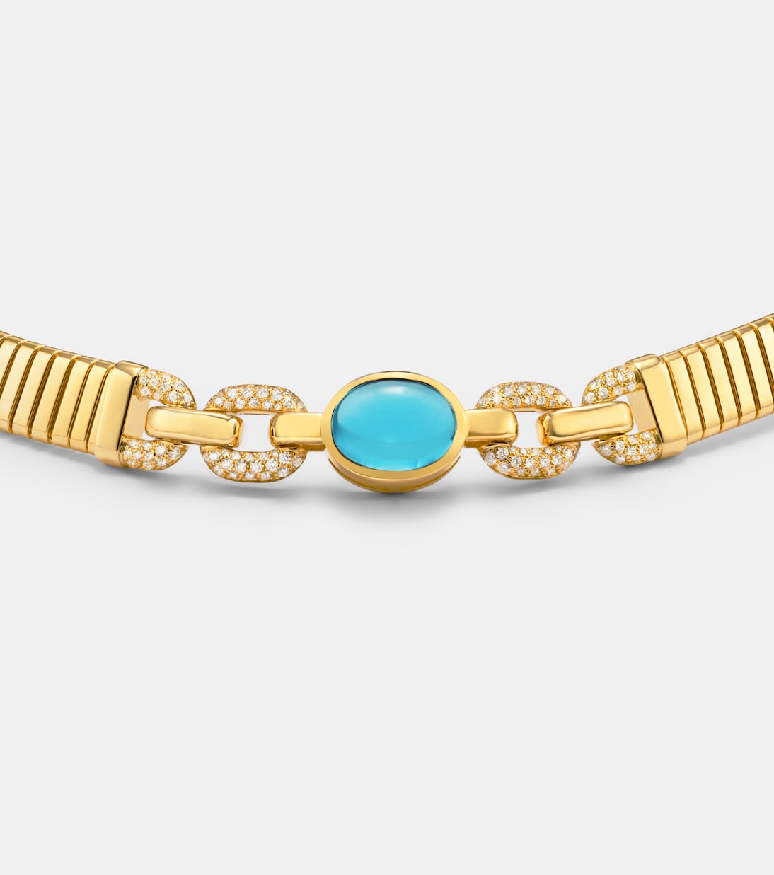 Bvlgari Tubogas 18kt gold necklace with topaz and diamonds | Bvlgari