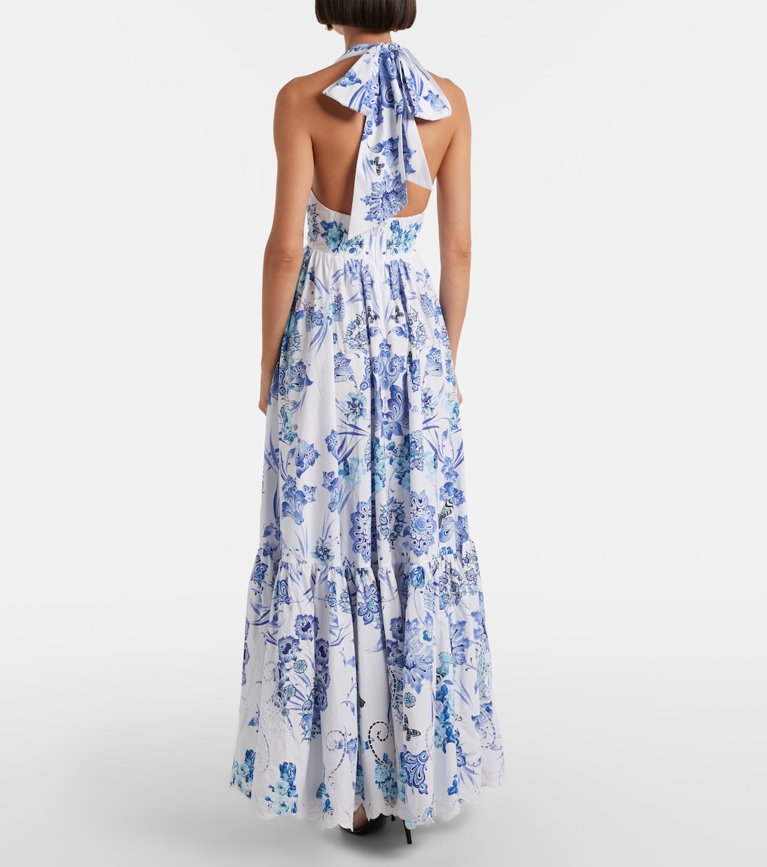 Embellished halterneck cotton poplin maxi dress | Camilla