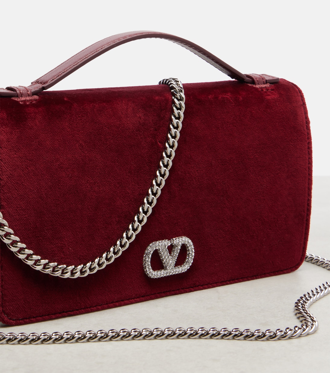 Borsa a tracolla VLogo in velluto | Valentino Garavani