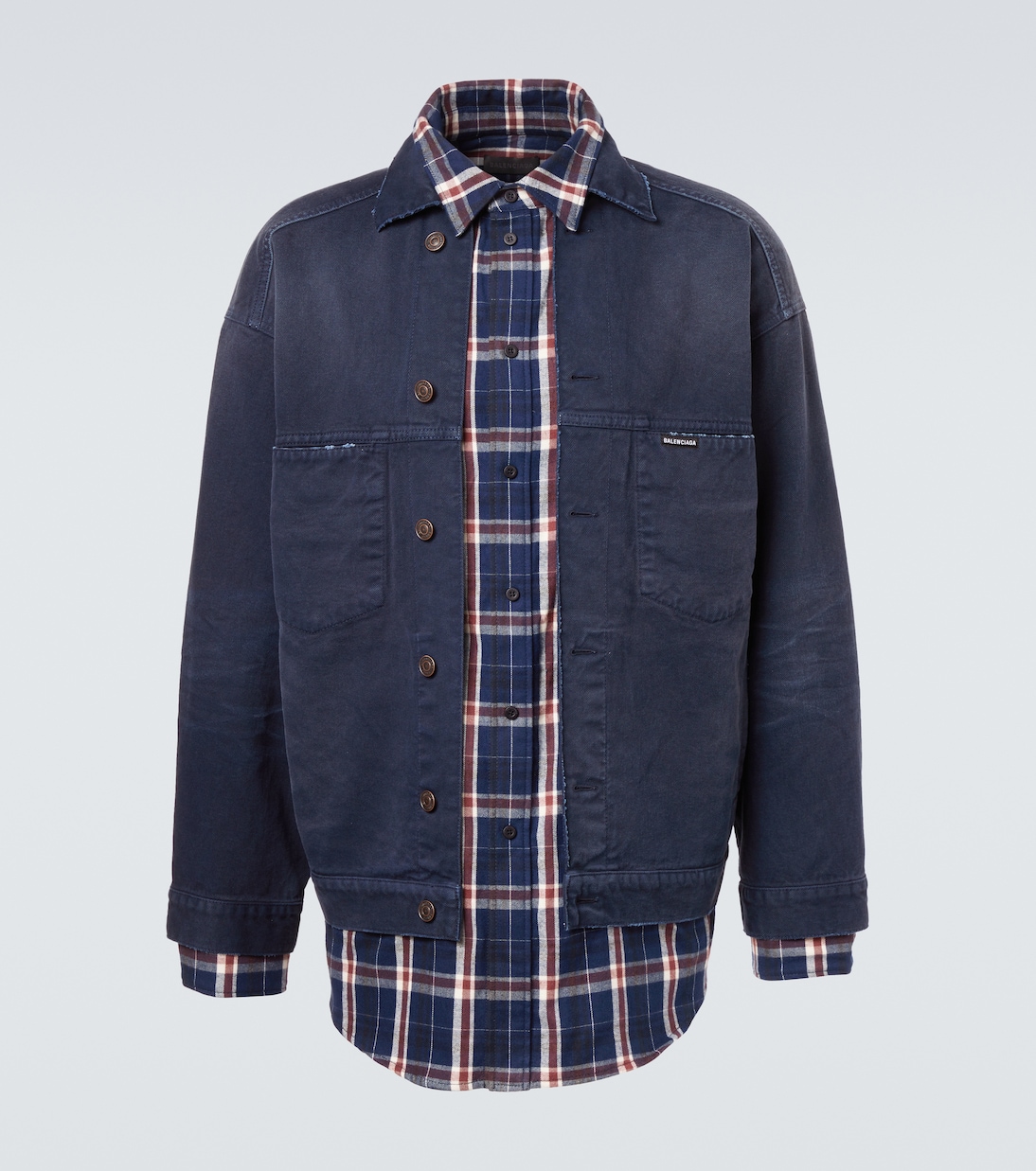 Checked layered denim jacket | Balenciaga
