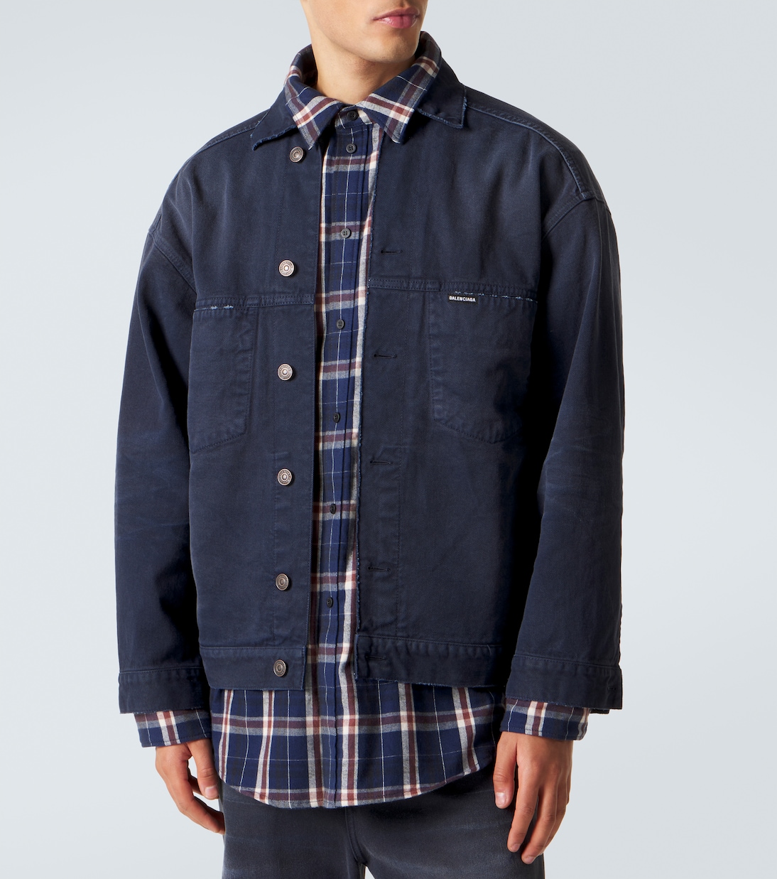 Checked layered denim jacket | Balenciaga